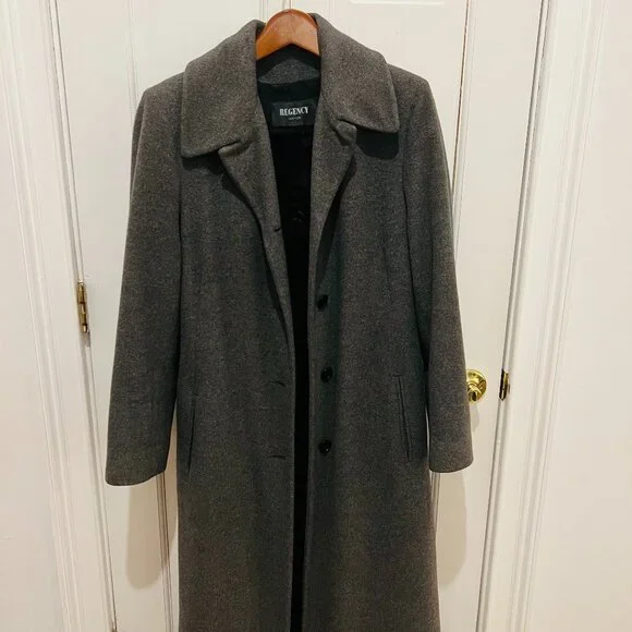 Vintage Regency Pure Cashmere Gray Long Coat Size US 8 / Medium - Picture 1 of 16